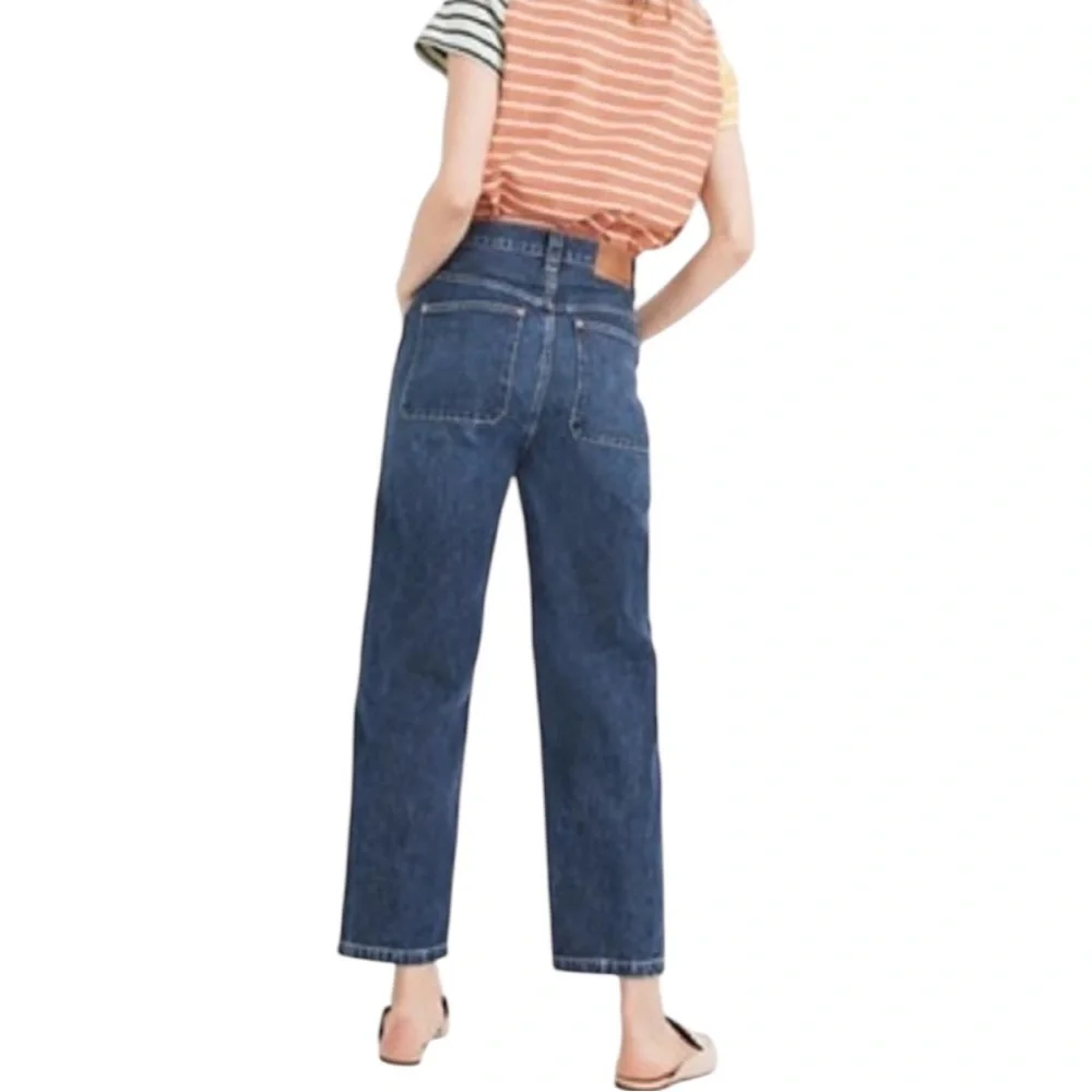 Rivet And Thread  High-Rise Relaxed Straight Jeans Dark Blue Pockets - Picture 4 of 10